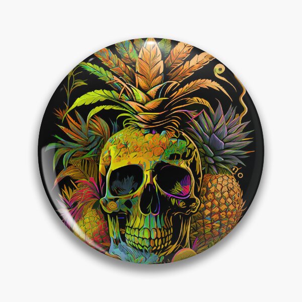 Item preview, Trippy Tropical Pineapple Skull Retro Art designed and sold by MindWave THC.