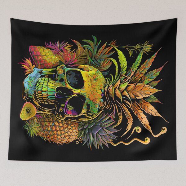 Item preview, Trippy Tropical Pineapple Skull Retro Art designed and sold by MindWave THC.