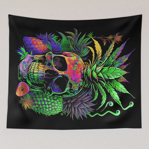 Item preview, Trippy Tropical Pineapple Skull Retro Art designed and sold by MindWave THC.