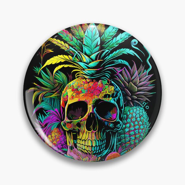 Item preview, Trippy Tropical Pineapple Skull Retro Art designed and sold by MindWave THC.