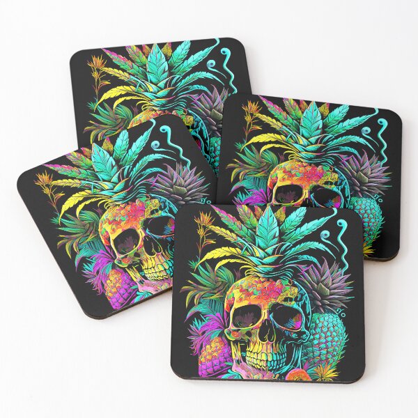 Item preview, Trippy Tropical Pineapple Skull Retro Art designed and sold by MindWave THC.
