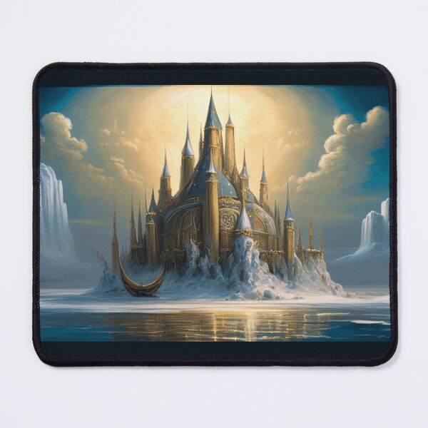 Item preview, Golden Castle on a Frozen Lake - Fantasy Art designed and sold by FantasyFusion.