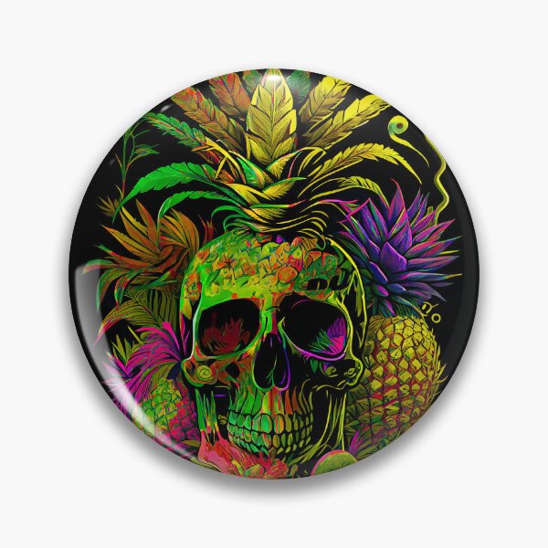 Item preview, Trippy Tropical Pineapple Skull Retro Art designed and sold by MindWave THC.
