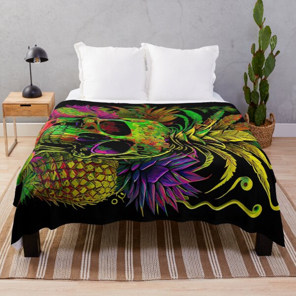 Item preview, Trippy Tropical Pineapple Skull Retro Art designed and sold by MindWave THC.