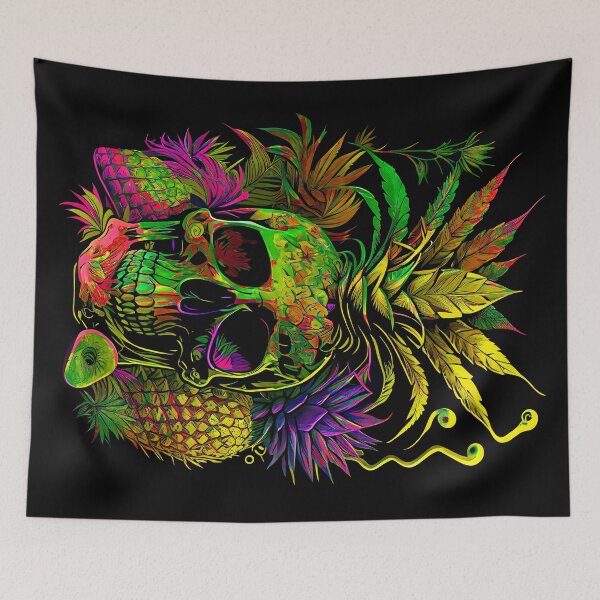 Item preview, Trippy Tropical Pineapple Skull Retro Art designed and sold by MindWave THC.