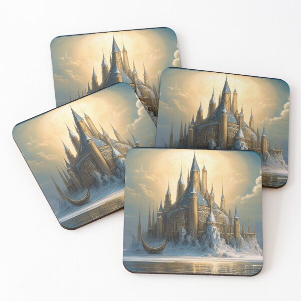Item preview, Golden Castle on a Frozen Lake - Fantasy Art designed and sold by FantasyFusion.