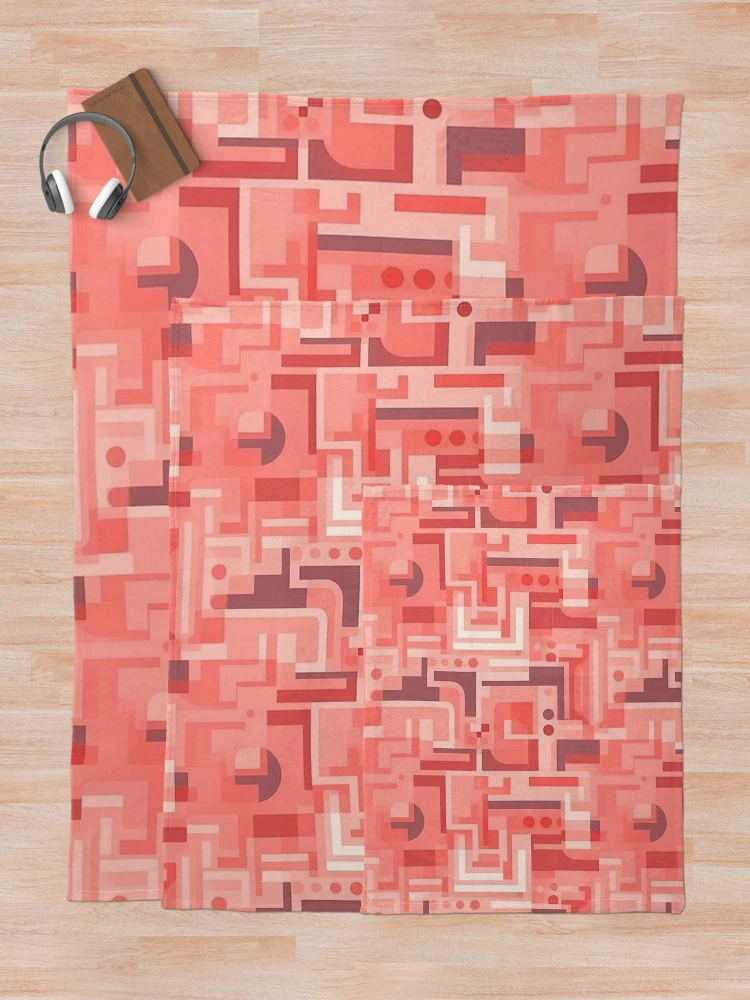 Thumbnail 5 of 6, Throw Blanket, Pink Overlapping Rectangles Pattern designed and sold by RooArtistry.