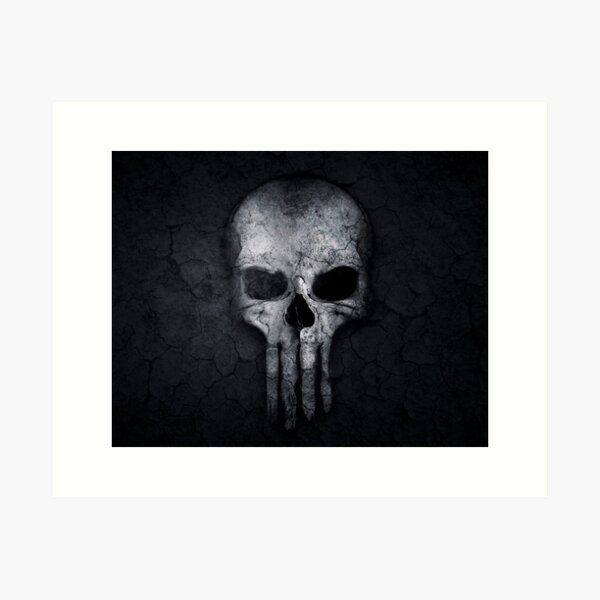 Marvel The Punisher Distressed Skull Logo1 Art Print by Sanzij