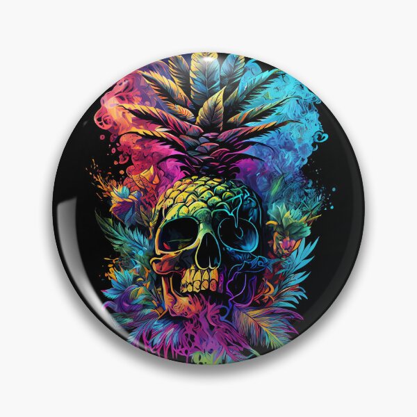 Item preview, Trippy Tropical Pineapple Skull Splashing Abstract Retro Art designed and sold by MindWave THC.