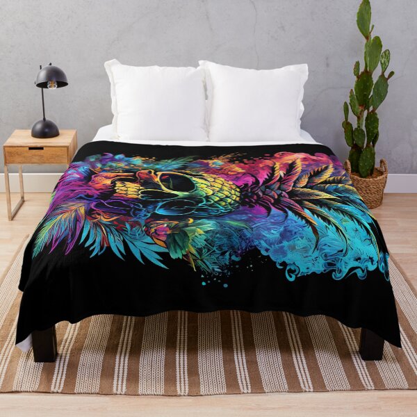 Item preview, Trippy Tropical Pineapple Skull Splashing Abstract Retro Art designed and sold by MindWave THC.