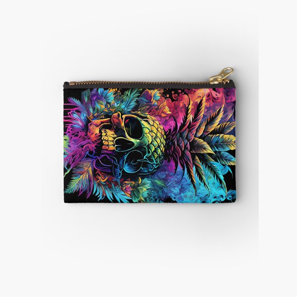 Item preview, Trippy Tropical Pineapple Skull Splashing Abstract Retro Art designed and sold by MindWave THC.