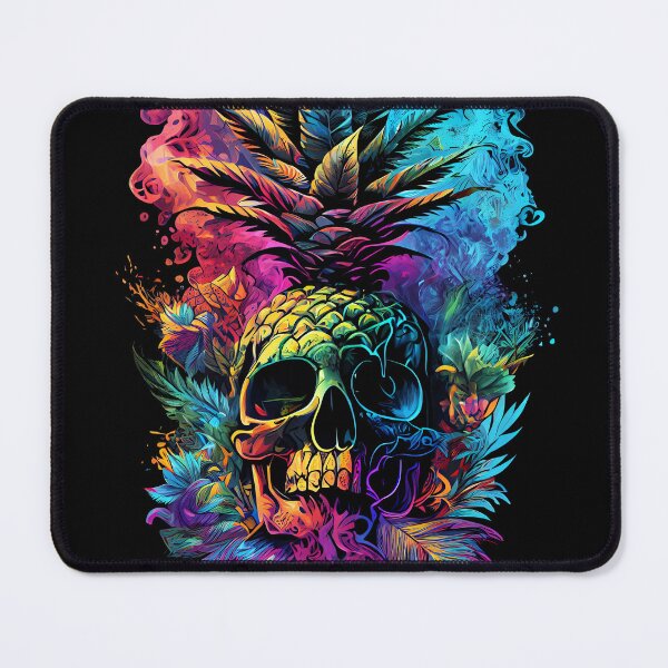 Item preview, Trippy Tropical Pineapple Skull Splashing Abstract Retro Art designed and sold by MindWave THC.