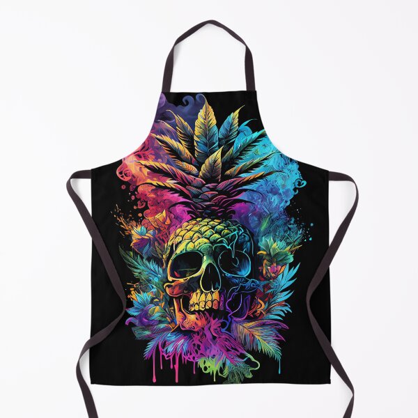 Item preview, Trippy Tropical Pineapple Skull Splashing Abstract Retro Art designed and sold by MindWave THC.