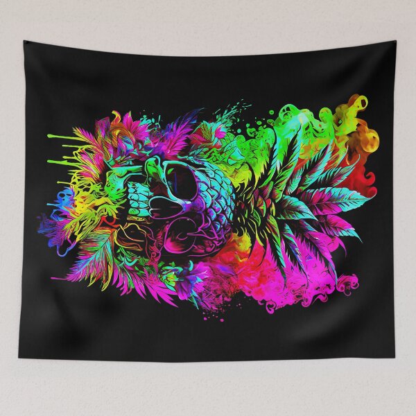 Item preview, Trippy Tropical Pineapple Skull Splashing Abstract Retro Art designed and sold by MindWave THC.