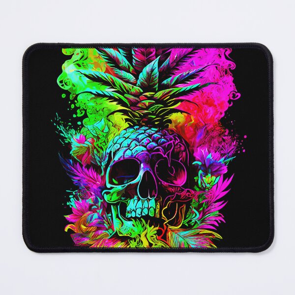 Item preview, Trippy Tropical Pineapple Skull Splashing Abstract Retro Art designed and sold by MindWave THC.