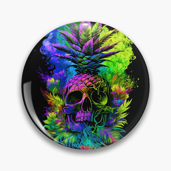 Item preview, Trippy Tropical Pineapple Skull Splashing Abstract Retro Art designed and sold by MindWave THC.