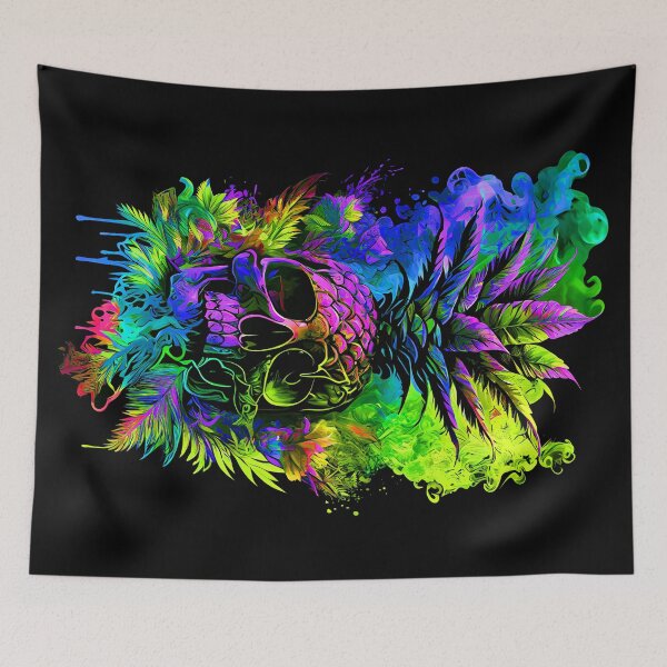 Item preview, Trippy Tropical Pineapple Skull Splashing Abstract Retro Art designed and sold by MindWave THC.
