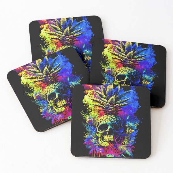 Item preview, Trippy Tropical Pineapple Skull Splashing Abstract Retro Art designed and sold by MindWave THC.