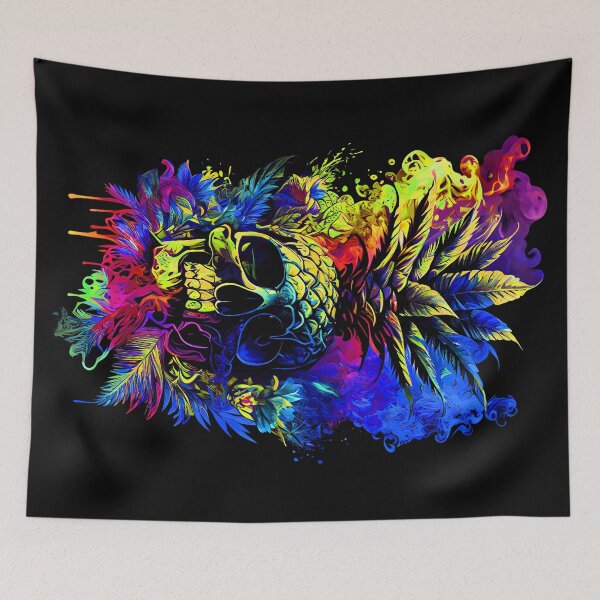 Item preview, Trippy Tropical Pineapple Skull Splashing Abstract Retro Art designed and sold by MindWave THC.