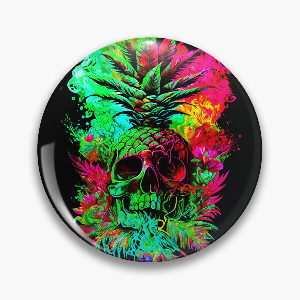 Item preview, Trippy Tropical Pineapple Skull Splashing Abstract Retro Art designed and sold by MindWave THC.
