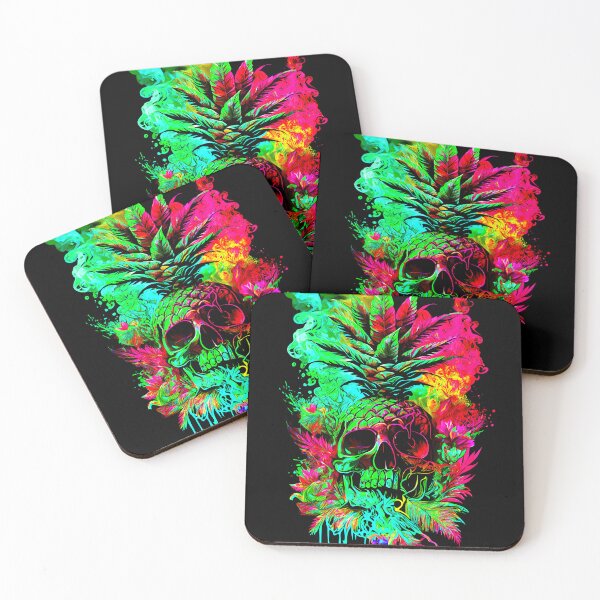 Item preview, Trippy Tropical Pineapple Skull Splashing Abstract Retro Art designed and sold by MindWave THC.