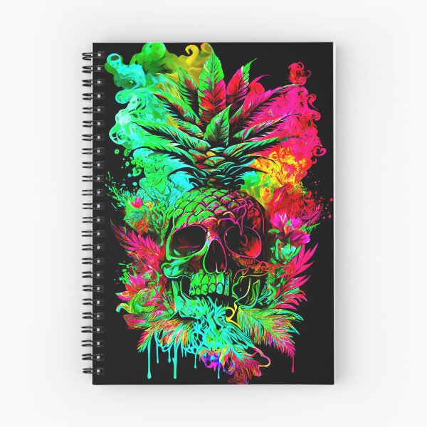 Item preview, Trippy Tropical Pineapple Skull Splashing Abstract Retro Art designed and sold by MindWave THC.