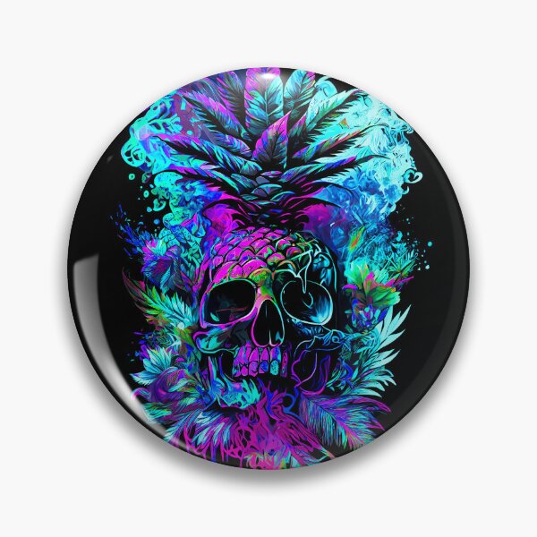 Item preview, Trippy Tropical Pineapple Skull Splashing Abstract Retro Art designed and sold by MindWave THC.