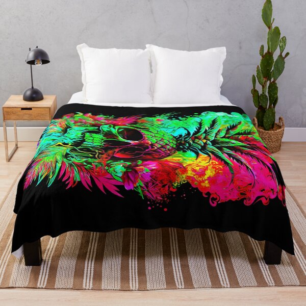 Item preview, Trippy Tropical Pineapple Skull Splashing Abstract Retro Art designed and sold by MindWave THC.