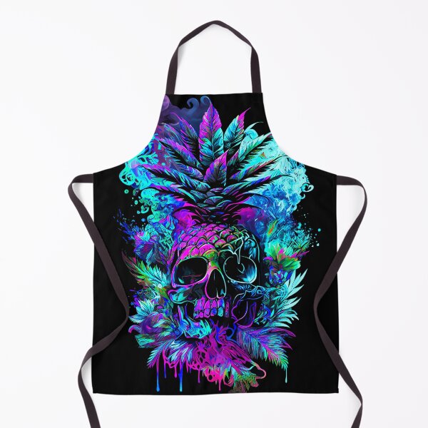Item preview, Trippy Tropical Pineapple Skull Splashing Abstract Retro Art designed and sold by MindWave THC.