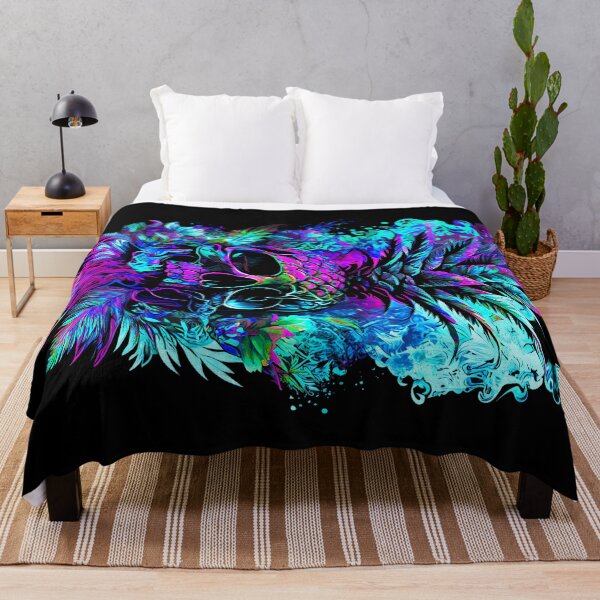Item preview, Trippy Tropical Pineapple Skull Splashing Abstract Retro Art designed and sold by MindWave THC.