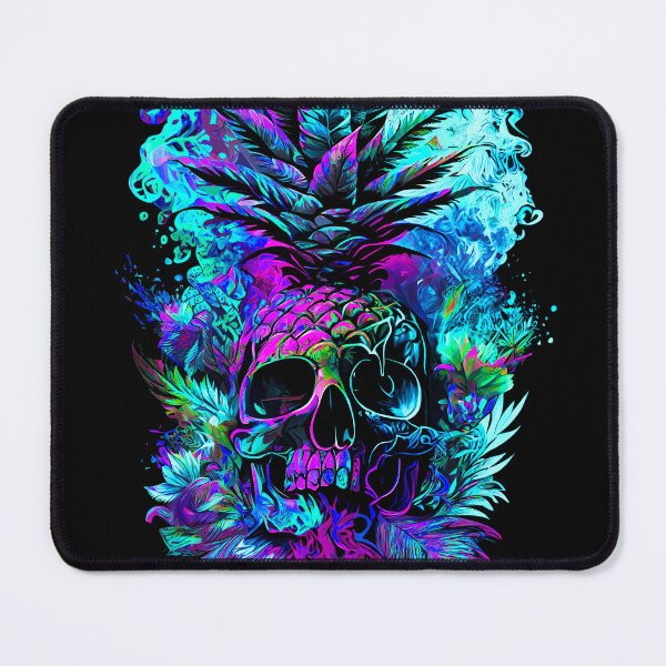 Item preview, Trippy Tropical Pineapple Skull Splashing Abstract Retro Art designed and sold by MindWave THC.