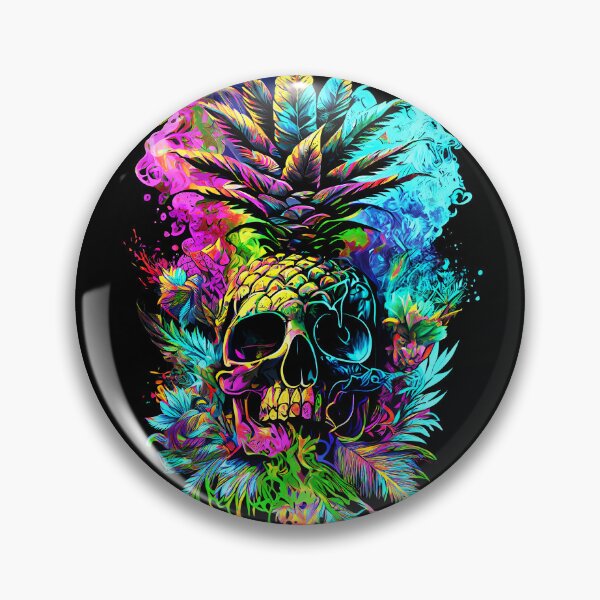 Item preview, Trippy Tropical Pineapple Skull Splashing Abstract Retro Art designed and sold by MindWave THC.