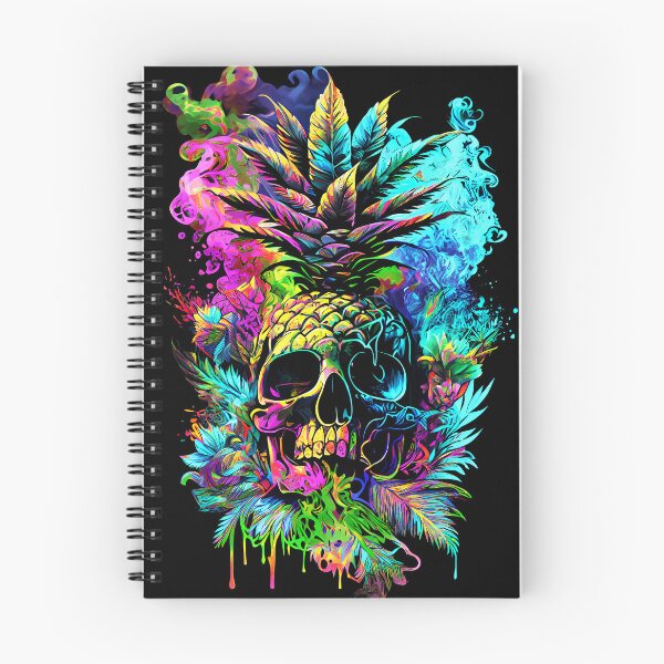 Item preview, Trippy Tropical Pineapple Skull Splashing Abstract Retro Art designed and sold by MindWave THC.