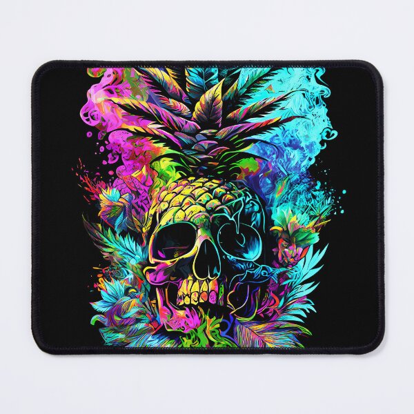 Item preview, Trippy Tropical Pineapple Skull Splashing Abstract Retro Art designed and sold by MindWave THC.