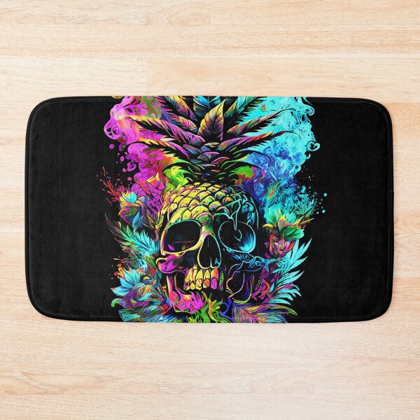 Item preview, Trippy Tropical Pineapple Skull Splashing Abstract Retro Art designed and sold by MindWave THC.