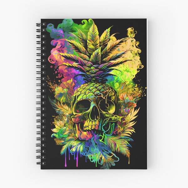 Item preview, Trippy Tropical Pineapple Skull Splashing Abstract Retro Art designed and sold by MindWave THC.
