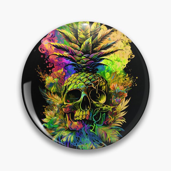 Item preview, Trippy Tropical Pineapple Skull Splashing Abstract Retro Art designed and sold by MindWave THC.