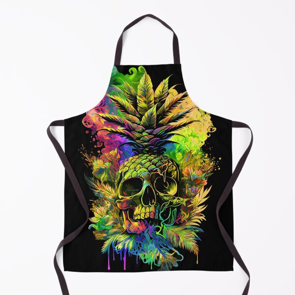 Item preview, Trippy Tropical Pineapple Skull Splashing Abstract Retro Art designed and sold by MindWave THC.
