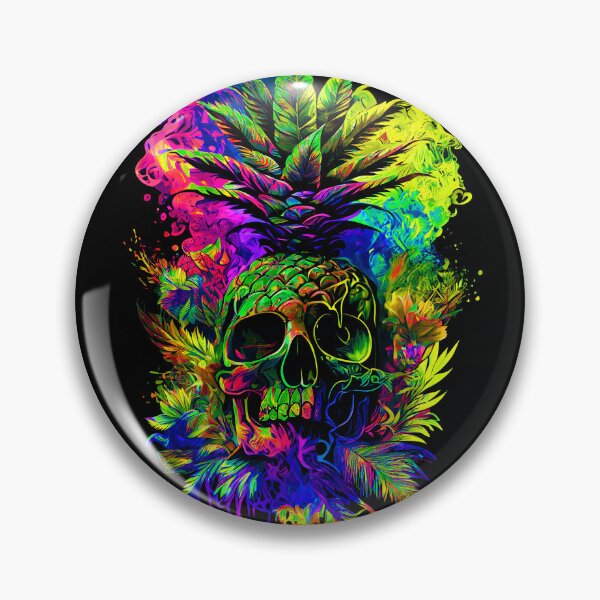 Item preview, Trippy Tropical Pineapple Skull Splashing Abstract Retro Art designed and sold by MindWave THC.