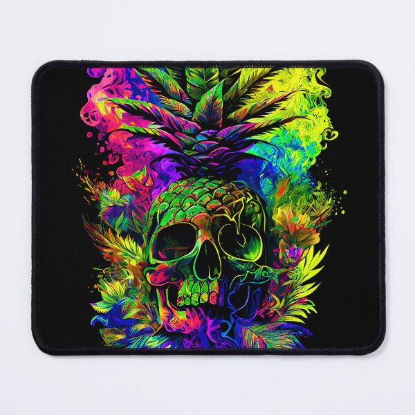 Item preview, Trippy Tropical Pineapple Skull Splashing Abstract Retro Art designed and sold by MindWave THC.