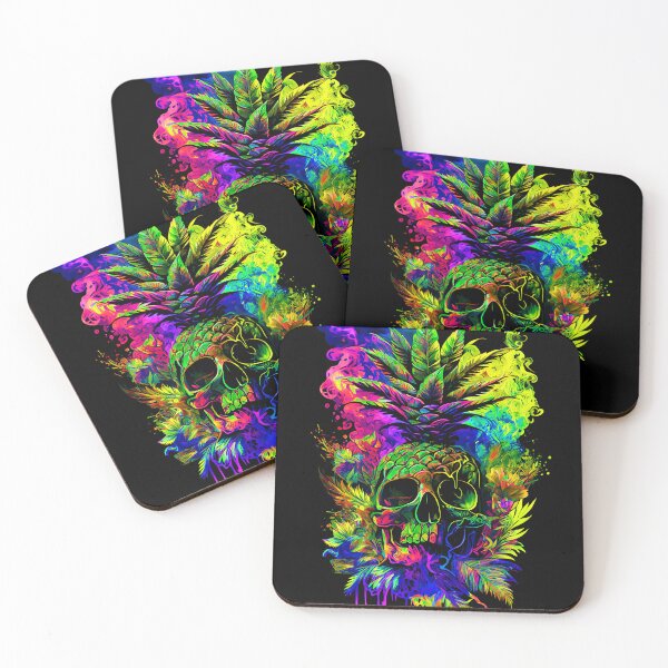 Item preview, Trippy Tropical Pineapple Skull Splashing Abstract Retro Art designed and sold by MindWave THC.