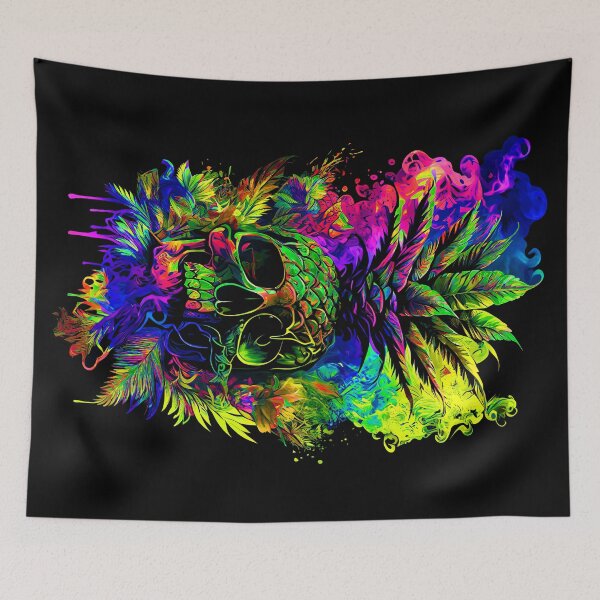 Item preview, Trippy Tropical Pineapple Skull Splashing Abstract Retro Art designed and sold by MindWave THC.