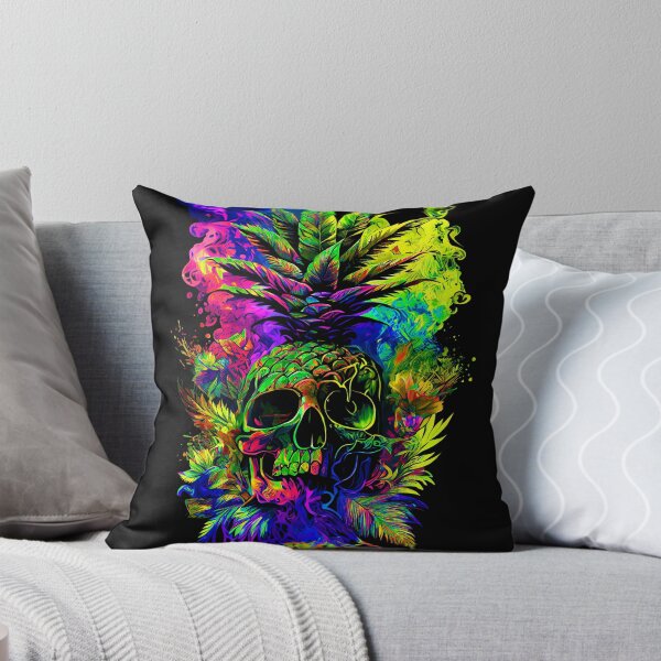 Item preview, Trippy Tropical Pineapple Skull Splashing Abstract Retro Art designed and sold by MindWave THC.