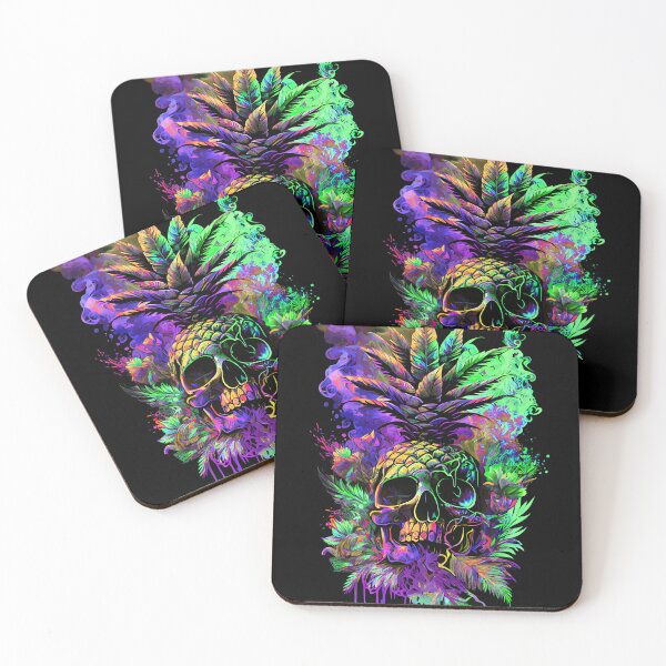 Item preview, Trippy Tropical Pineapple Skull Splashing Abstract Retro Art designed and sold by MindWave THC.