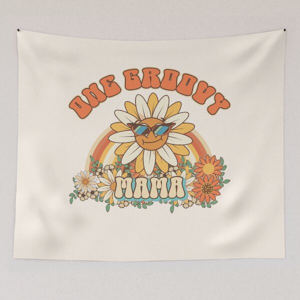 Item preview, One groovy mama Retro gift for mother Vintage floral pattern designed and sold by HomeCoquette.