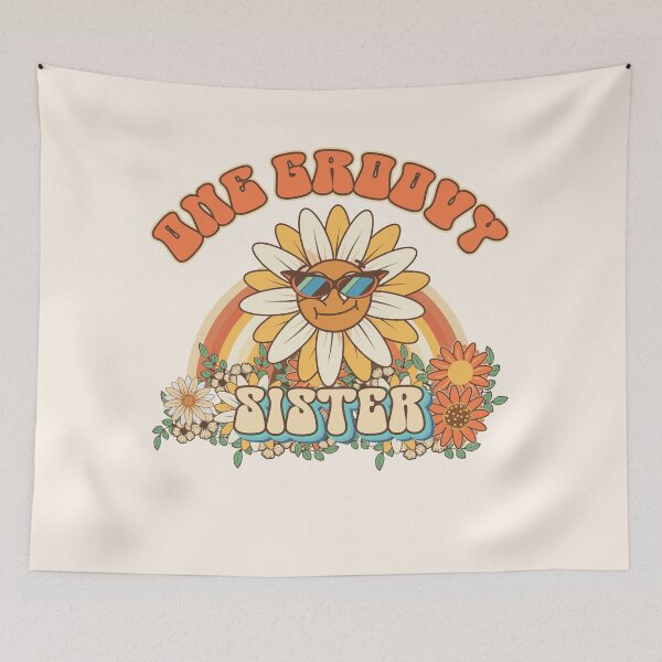 Item preview, One groovy sister Retro gift for sister Vintage floral pattern designed and sold by HomeCoquette.