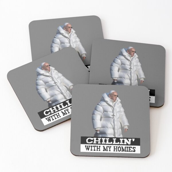 Item preview, Pope Francis Puffer Jacket Funny Sticker designed and sold by Teetans.
