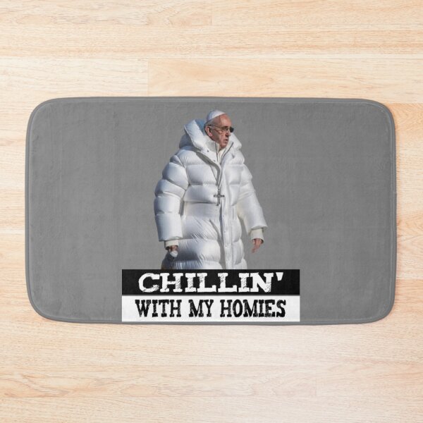 Item preview, Pope Francis Puffer Jacket Funny Sticker designed and sold by Teetans.