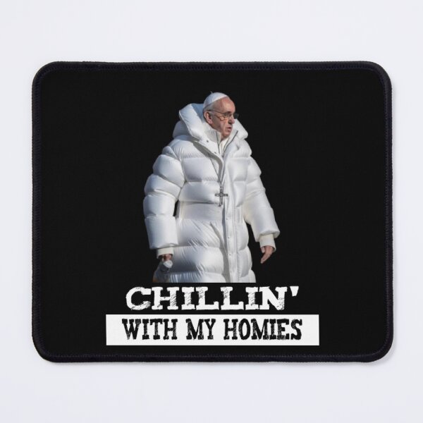 Item preview, Pope Francis Puffer Jacket Funny Sticker designed and sold by Teetans.