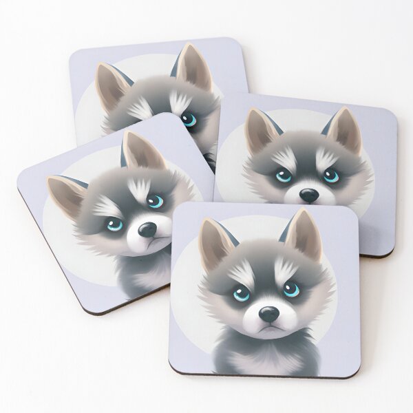 Item preview, Cute Grumpy Alaskan Klee Kai puppy, cartoon drawing, Ai Generated Art  designed and sold by ACC .